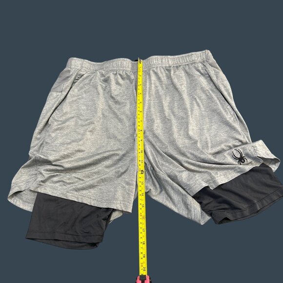 Spyder Active Mens Gray Training Shorts With Black Compression Liner Size L - Picture 4 of 6
